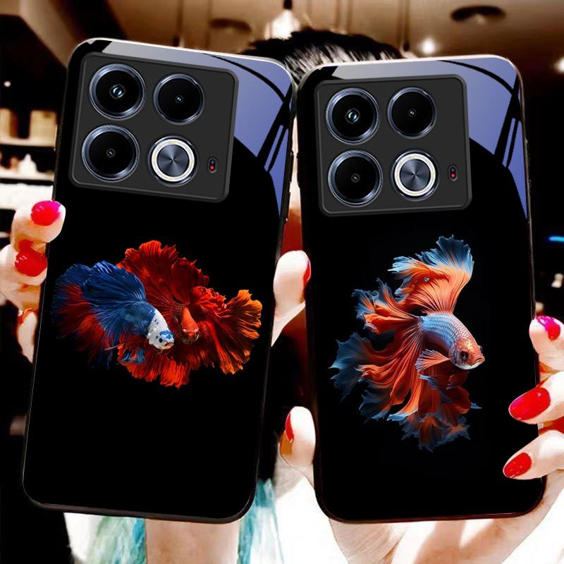 Colorful Cute Fish For Infinix Note 40 4G 30i 12 96 Smart 8 Hot 9 Play 10 11S 12 20i 50 Pro Plus 5G Tempered Glass Phone Case