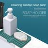 Self Draining Soap Bar Holder Silicone Kitchen Sink Soap Dish Sponge Tray Counter Caddy Organizer for Dish Soap Dispenser