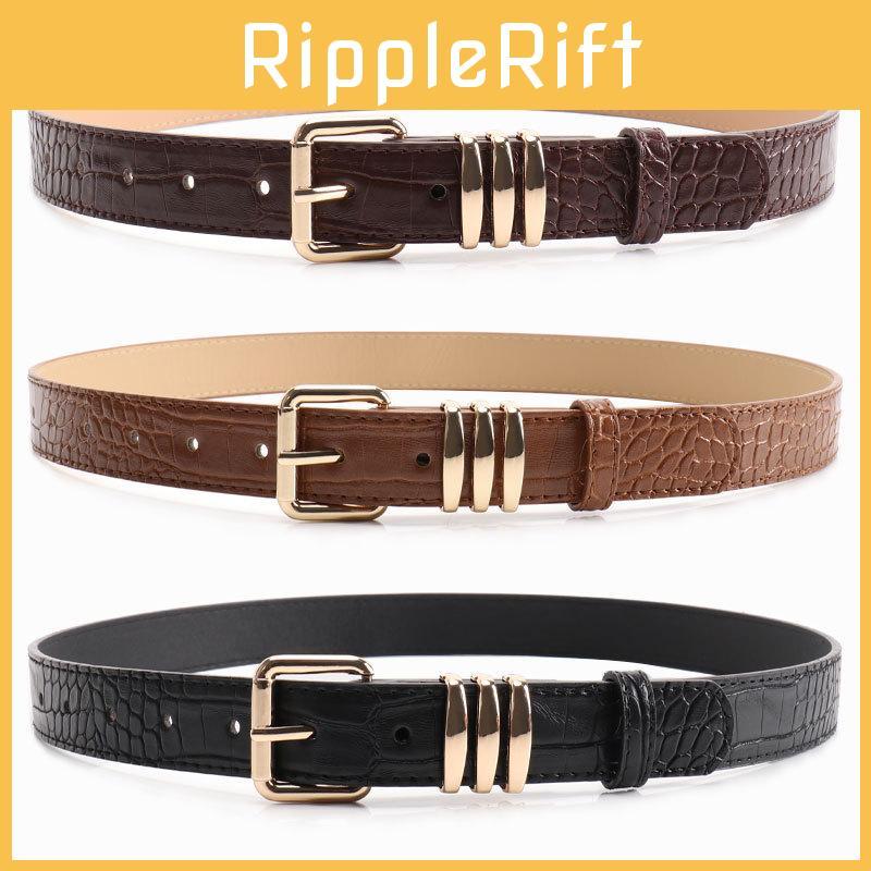 Leather Pu Womens Stone Pattern Belt With Alloy Buckle For Casual Wear Office