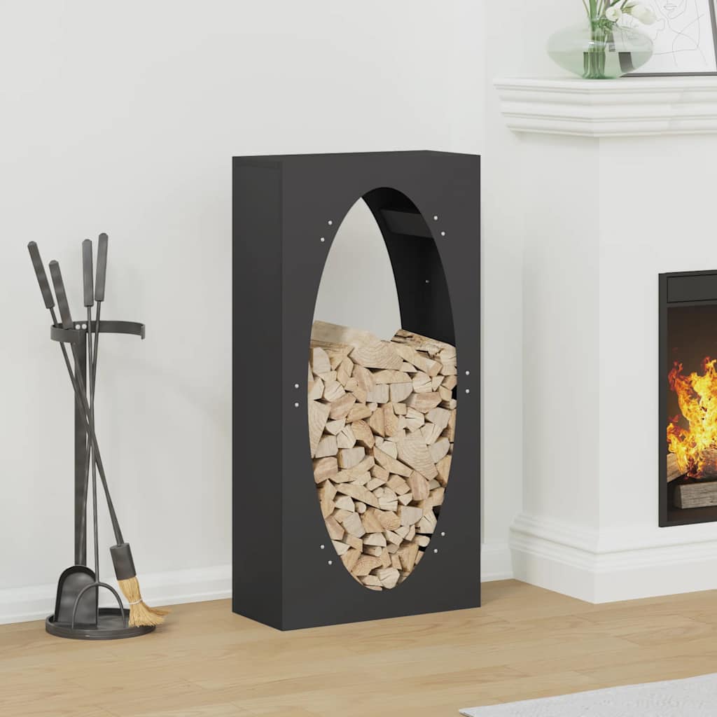 Firewood Rack Black 50x23x100 cm Cold Rolled Steel