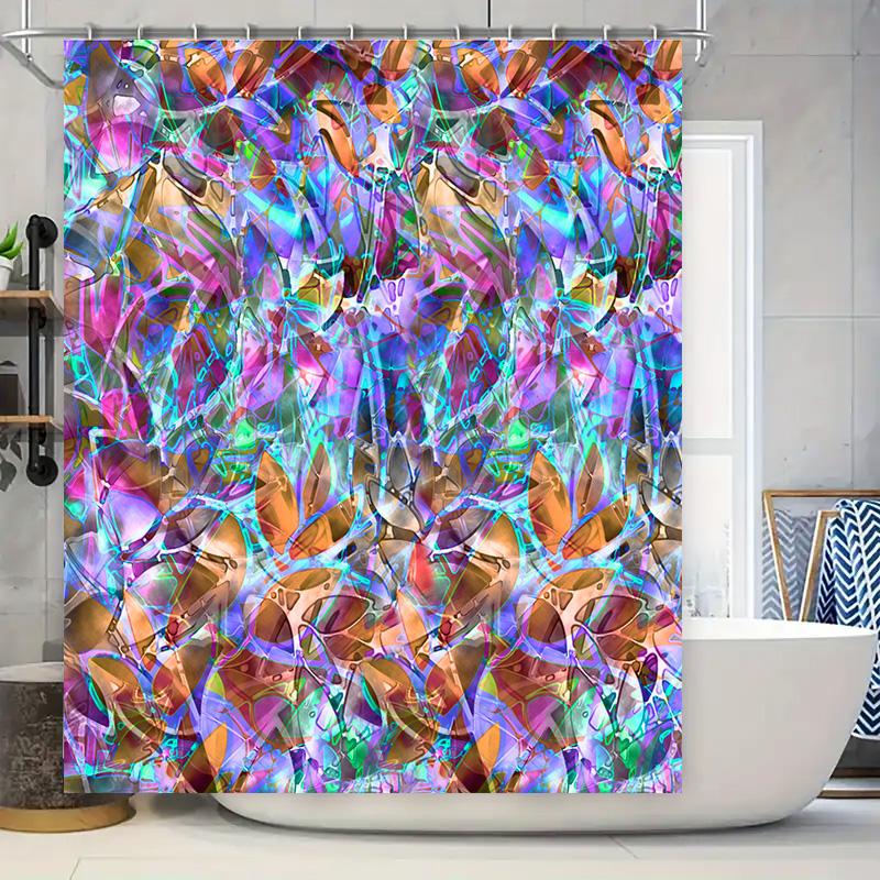

Colorful Crystal Shower Curtain Bathroom Decor Waterproof Fabric Design For Home Bathing Area Decoration (Purple/Multi) W60H190(CM)-1 Pcs