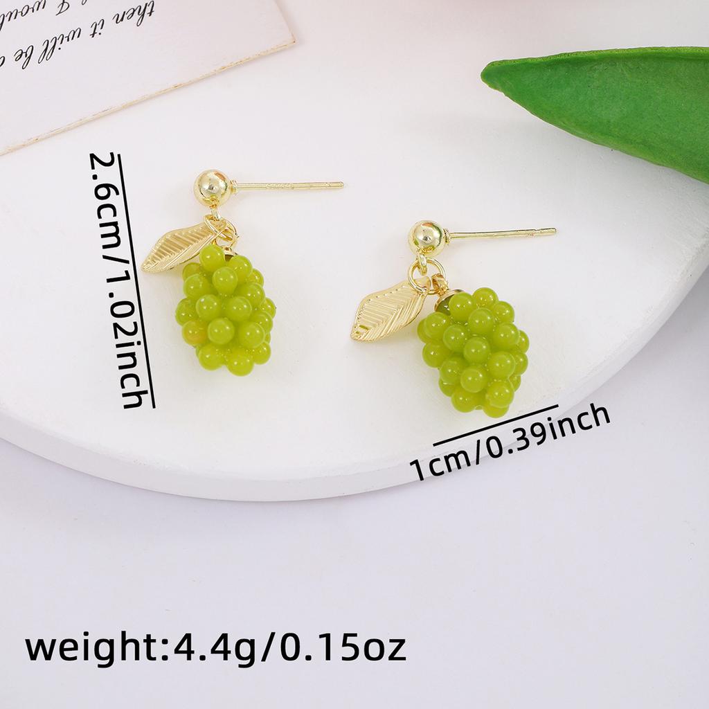 Elegant and Fresh Green Grape Earrings for Summer, Forest Style Grape Beads Earings for Women