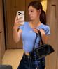 Kaelbinkeullainjin Women'S Woven Label Baby Rib Short Sleeve T-Shirt 47C200G C32