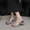 French Flower Sandals Women's 2025 New Summer Great Look Not Tired Thick Heel Toe with Skirt High Heels