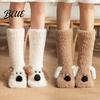 Winter Leg Warmers Thickened Knee-high Socks Cartoon Adult Floor 1 Pair Dog Design Fuzzy Plush