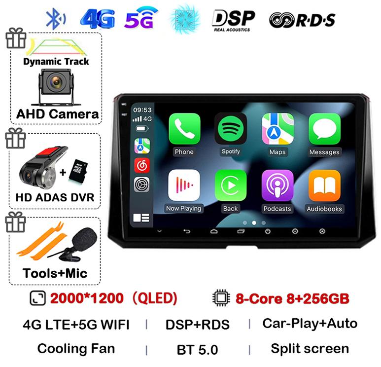Android 14 Carplay Auto For Toyota Corolla 12 2019 2020 2021 2022 Car Radio Multimedia Player Stereo 4G Wifi GPS 360 Camera QLED