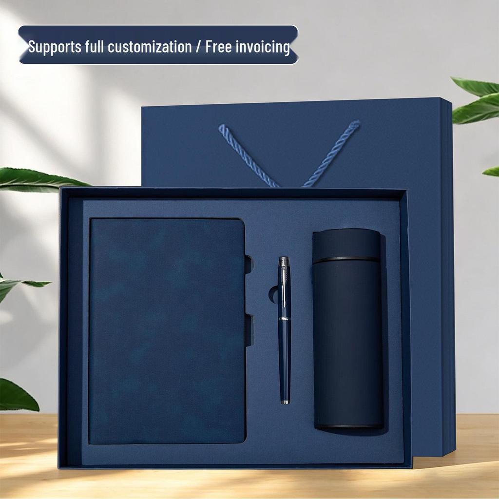 Elegant Retro Notebook & Thermos Set: Premium Gift Box for Business Meetings