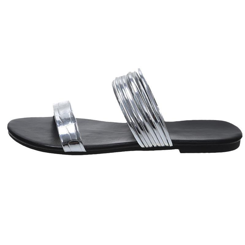 Design sense niche flat toe cool slippers women's summer wear fashion beach soft sole women's shoes French Roman sandals