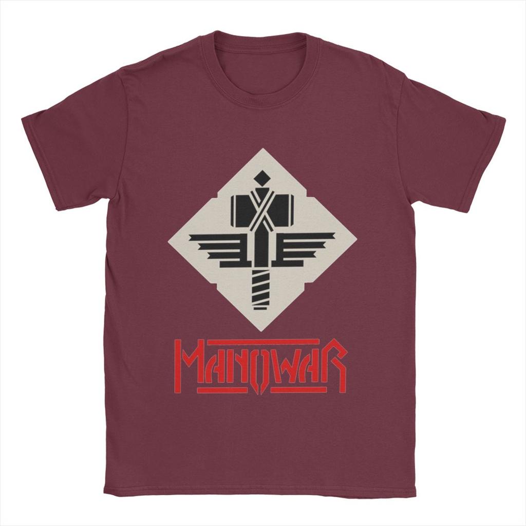 Herren T-Shirt Manowar Lässiges Reines Baumwoll T-Shirt Kurzarm T-Shirts O-Ausschnitt Tops 4XL 5XL