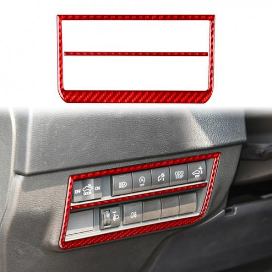 Red Real Headlight Switch Button Carbon Fiber Sticker For Toyota Tundra -24