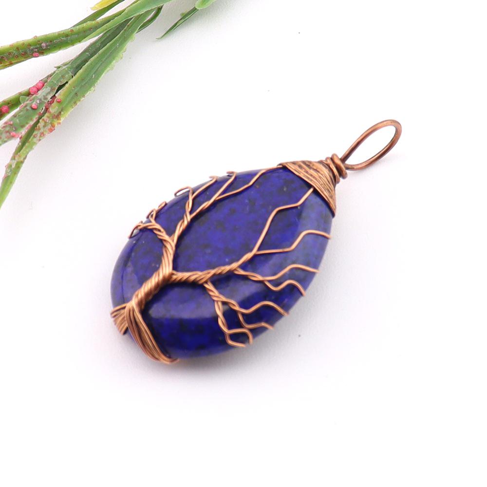 Natural Agate Crystal Tree of Life Pendant Necklace