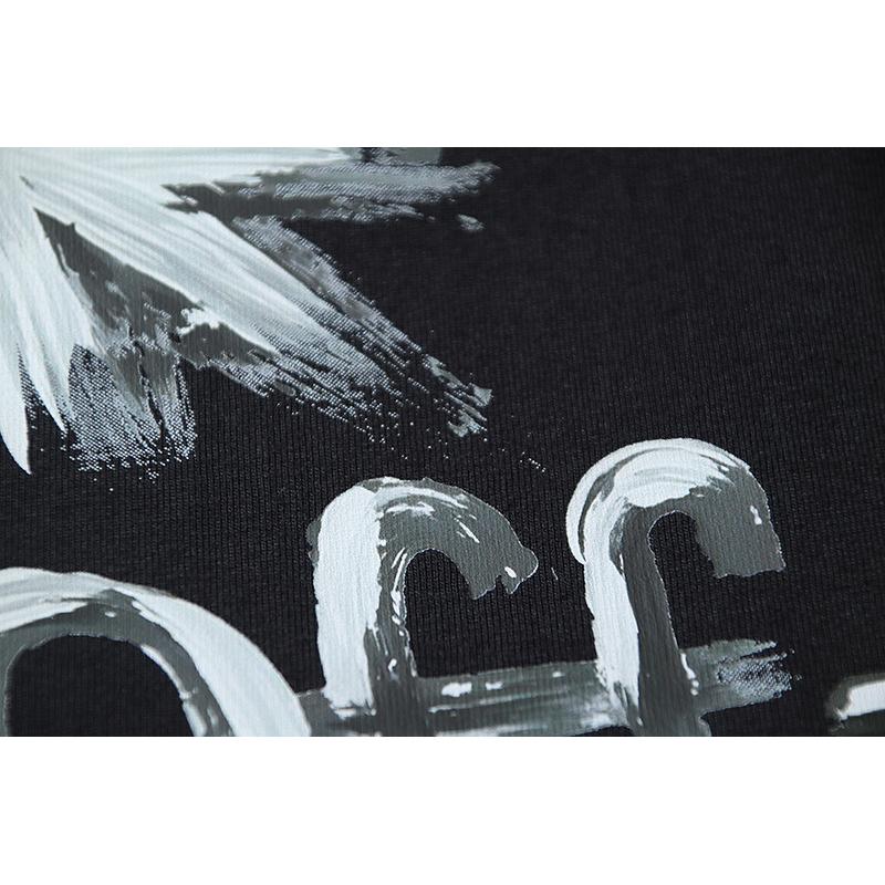 Off-White 2025 Primăvară/Vară Nou Tricouri cu Mânecă Scurtă cu Glugă și Gât Rotund pentru Bărbați și Femei cu Model Imprimat Săgeată Litere OW