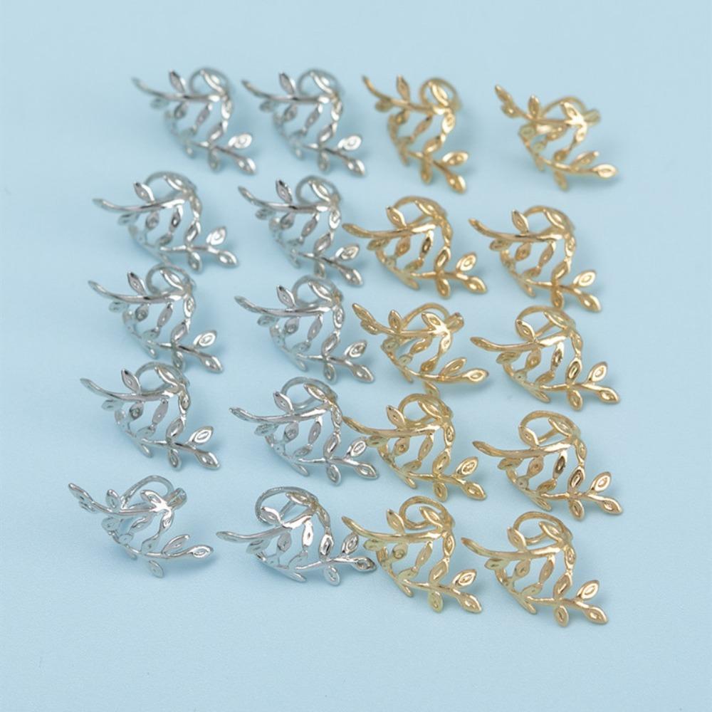 20pcs Leaf Headwear Hair Braid Tubes Metal Cuff Clips Braids Hair Beads  for Women Girls