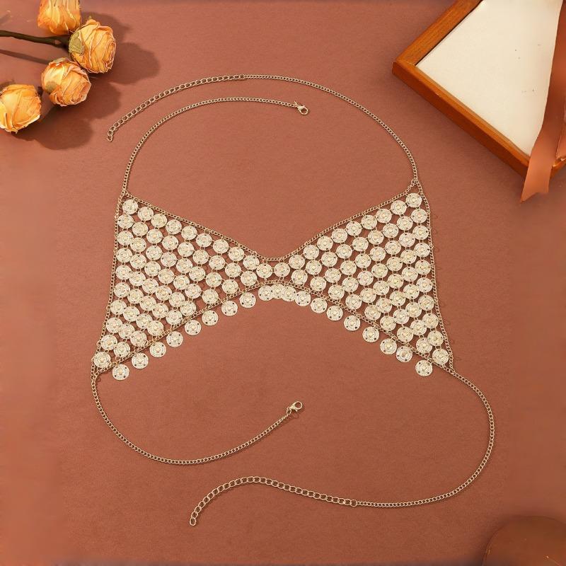 Mary New arrival metal coin tassel women s bikini bra chain waist chain