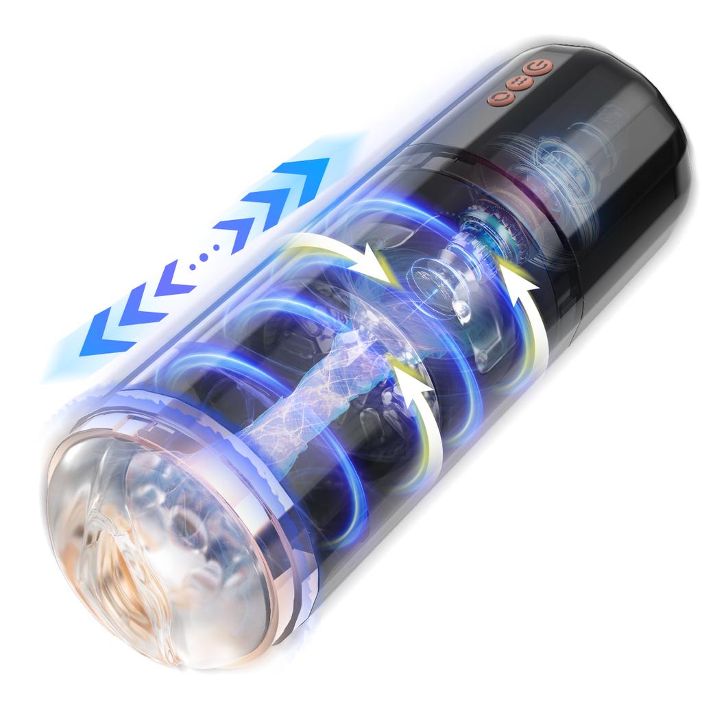 Automatic Male Masturbators Cup Thrusting&Rotating&Vibration Hands Free Pocket Pussy Stroker 3D Realistic Sleeve Adult Sex Toys