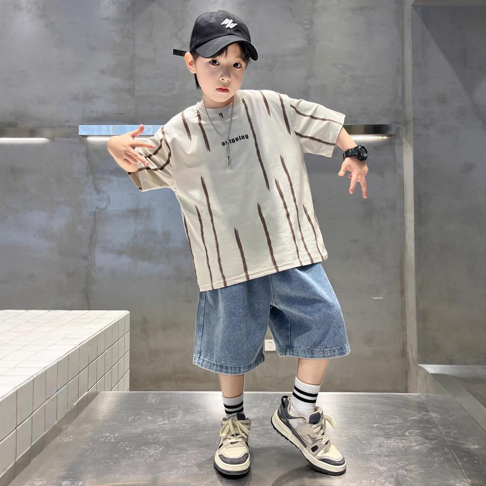 Boys Fashion Short-sleeved T-shirt Set 2025 Summer Children's Leisure Set