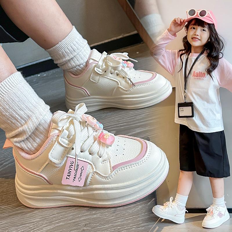 New Fashion Kids Shoes White Girls Running Sneaker Comfortable Spring Board for Students Cute Casual Shoes for Children