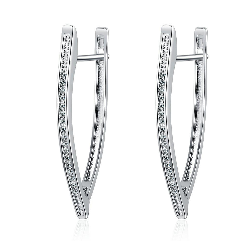 V-Shaped Triangle Cubic Zirconia Stud Earrings for Women - European & American Fashion, Geometric Ear Jewelry, Copper