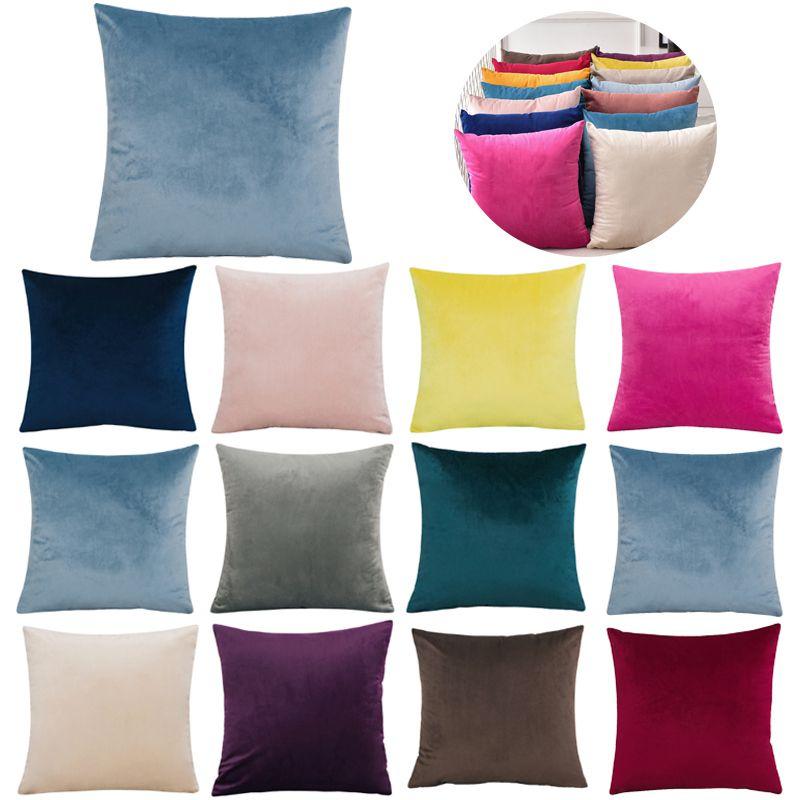 Super Soft 16" Velvet Plain Cushion Cover In Solid Colors For Stylish Home Decor