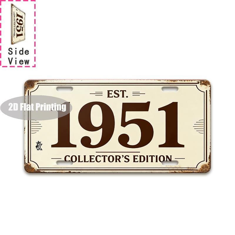 Vintage City Landscape Year Text Metal License Plate Sign Retro 2D Flat Printed Tin Plaque Wall Art Decor for Bar Home