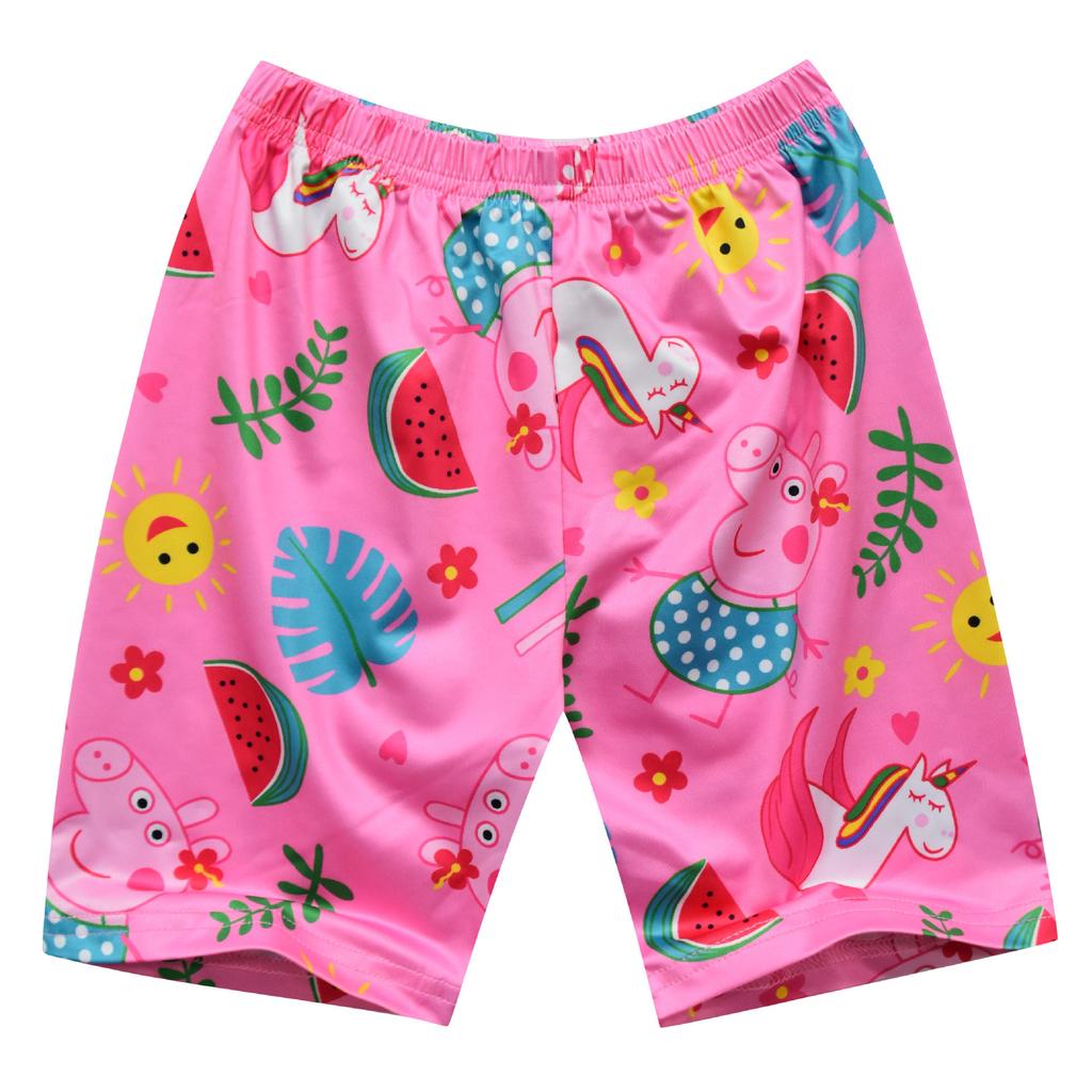 Cartoon Digital Printing Children'S Clothing Loungewear, Cartoon Girl Baby Short-Sleeved T-Shirt Pants Set 0512