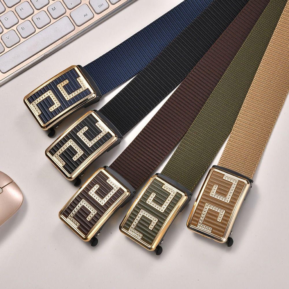 

Outdoor Automatic Buckle Waistband Business Casual Canvas Belt Trendy Weave Waist Band верблюд