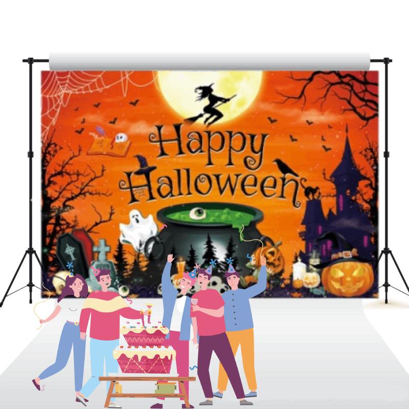 Party Castle Halloween Pumpkin Ghost Background Cloth Banner Photography Props