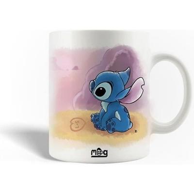 Caneca de Cerâmica - Lilo e Stitch - Rosa Amarelo - 30cl - Compatível com Lava-Louças - Redonda