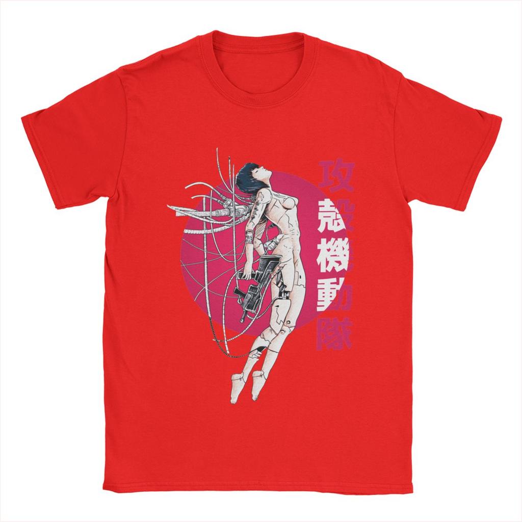 Ghost In The Shell Sun T Shirt for Men 100% Cotton Amazing T-Shirt Crew Neck Anime Manga Tees Short Sleeve Clothes Plus Size