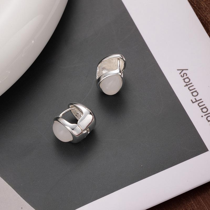 Niche Design Feeling Ice Transparent Opal Double-Sided Water Drop Ear Buckle Exquisite Versatile Earrings Temperament Light Luxury Simple Earrings