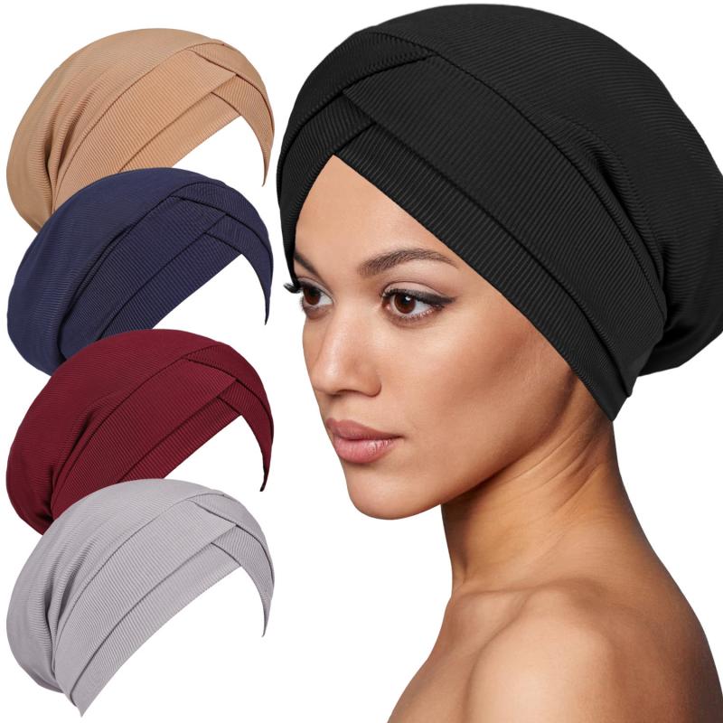 Dámská jednobarevná hidžábová čepice Podčepice Vnitřní čepice Muslimská pokrývka hlavy Natahovací čepice Všechna roční období Pohodlný streč