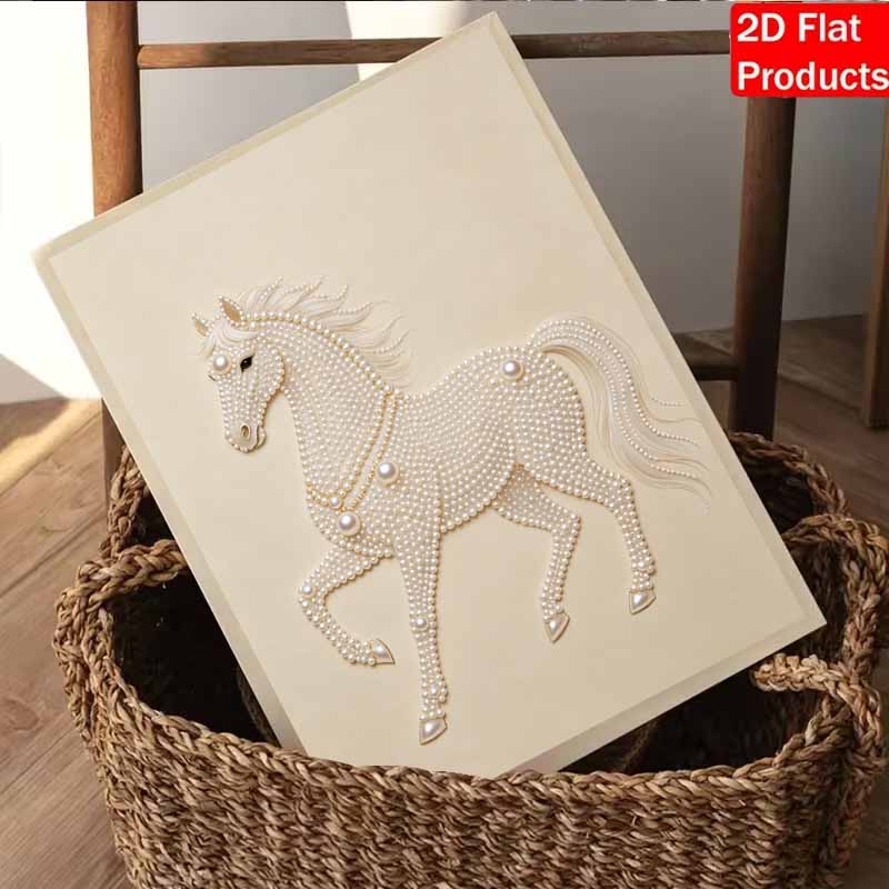 Elegant White Horse Pearl Painting 5D DIY Pearl Gemstone Art Diamond Painting Kit for Adults/Beginners Gift Ideas Home Decor Wall Art Craft Set