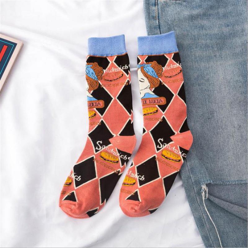 Lolita Mid-Calf Graffiti Kitten Socks - Trendy Japanese Illustration for Autumn/Winter