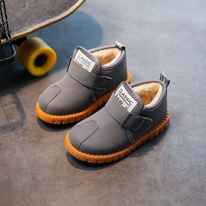 Winter children's snow boots girls fleece thickened cotton shoes boys warm Martin boots baby flat non-slip short boots