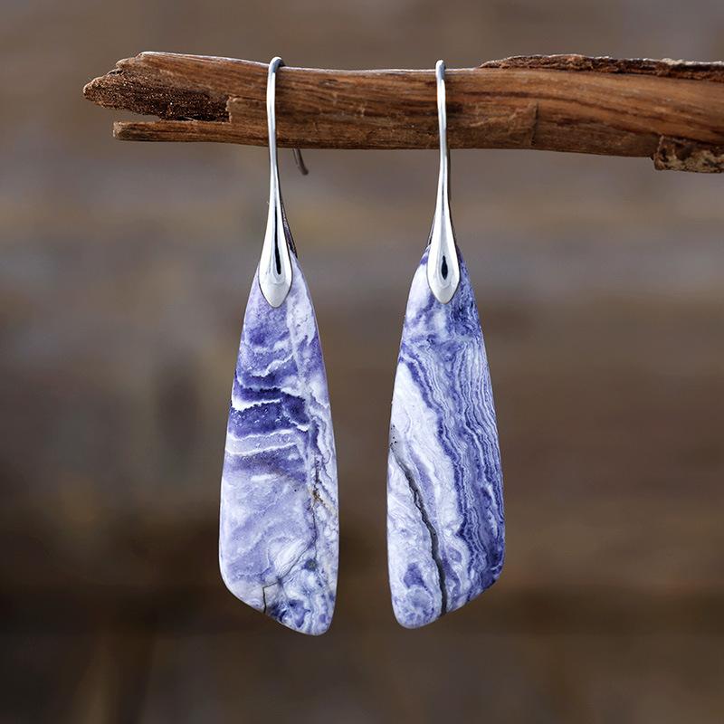 Bohemian Emperor Stone Geometric Pendant Earrings Popular Natural Stone Jewelry