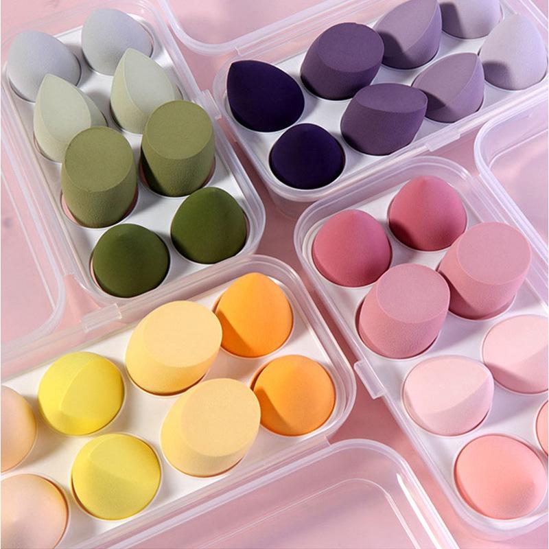 Gradient Makeup Sponge Set with 8-Compartment Storage Box - Beauty Tool for Foundation Application