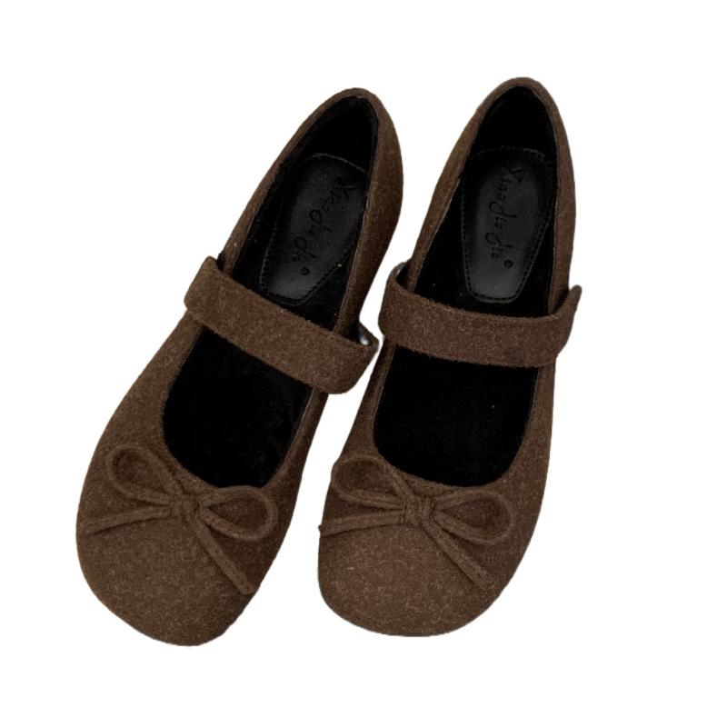 Fleece Mary Jane with bow warm beanie women's shoes