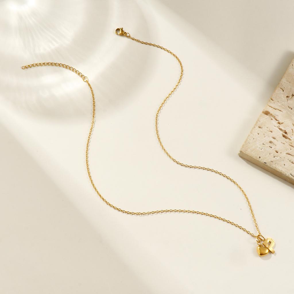 Doreen Box Gold Plated Heart Letter Pendant Necklace 304 Stainless Steel Chain Necklace For Women, Stylish Gift 45cm+ 5cm,1PC