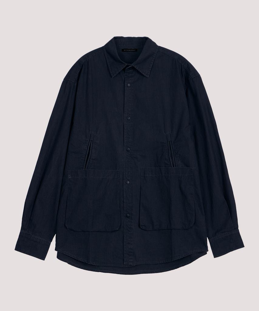 AT THE MOMENT Garment Washed Pocket Shirt Jacket_Black