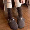 Stiefel Baumwolle Stapelsocken Überzug Gestrickte Wolle Beinüberzug Wolle Verdickt Warm Kontrastierende Spleißung Grau Wade