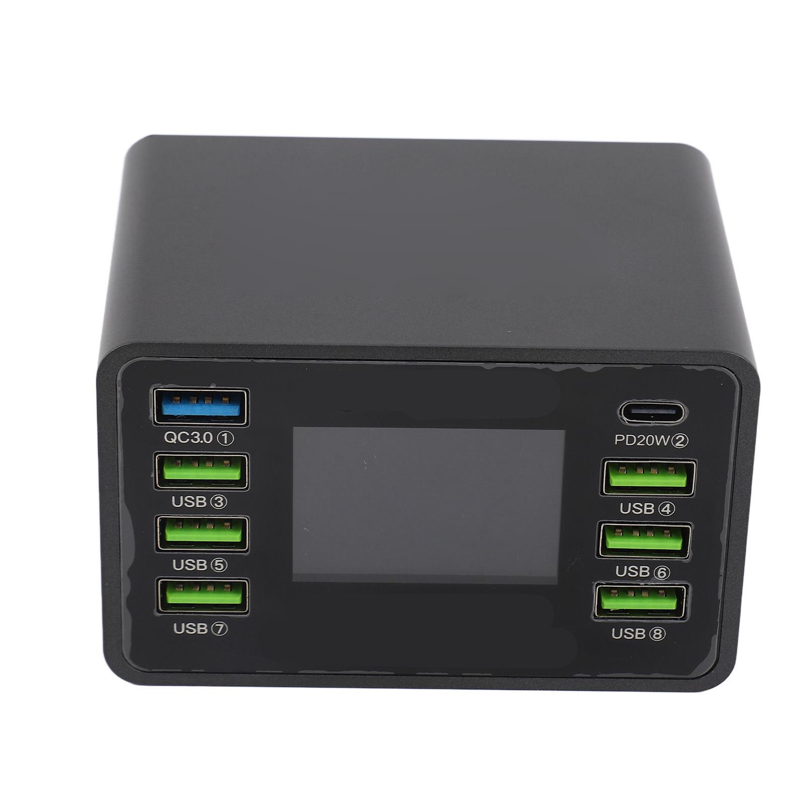 

Цифровое зарядное устройство USB 50 Вт, 8 портов QC3.0 PD, быстрая зарядка, несколько зарядных станций USB 100Вилка 240 В, США