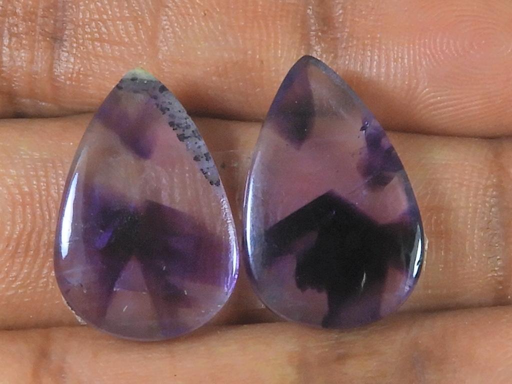15Cts. Natural Amethyst (13X19X02 Mm Each) Pear Cabochon Matched Pair SK-3087