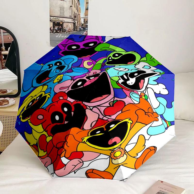 Happy smiling Cartoon Characters Umbrella 8-Frame for Travel, camping, Casual Lightweight Portable Umbrella, Essential for every family Holidays Gift