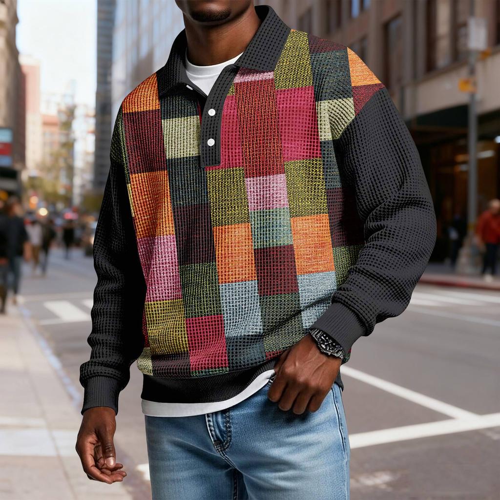 Men's Casual Loose-fitting Top Button-down Collar Long Sleeves