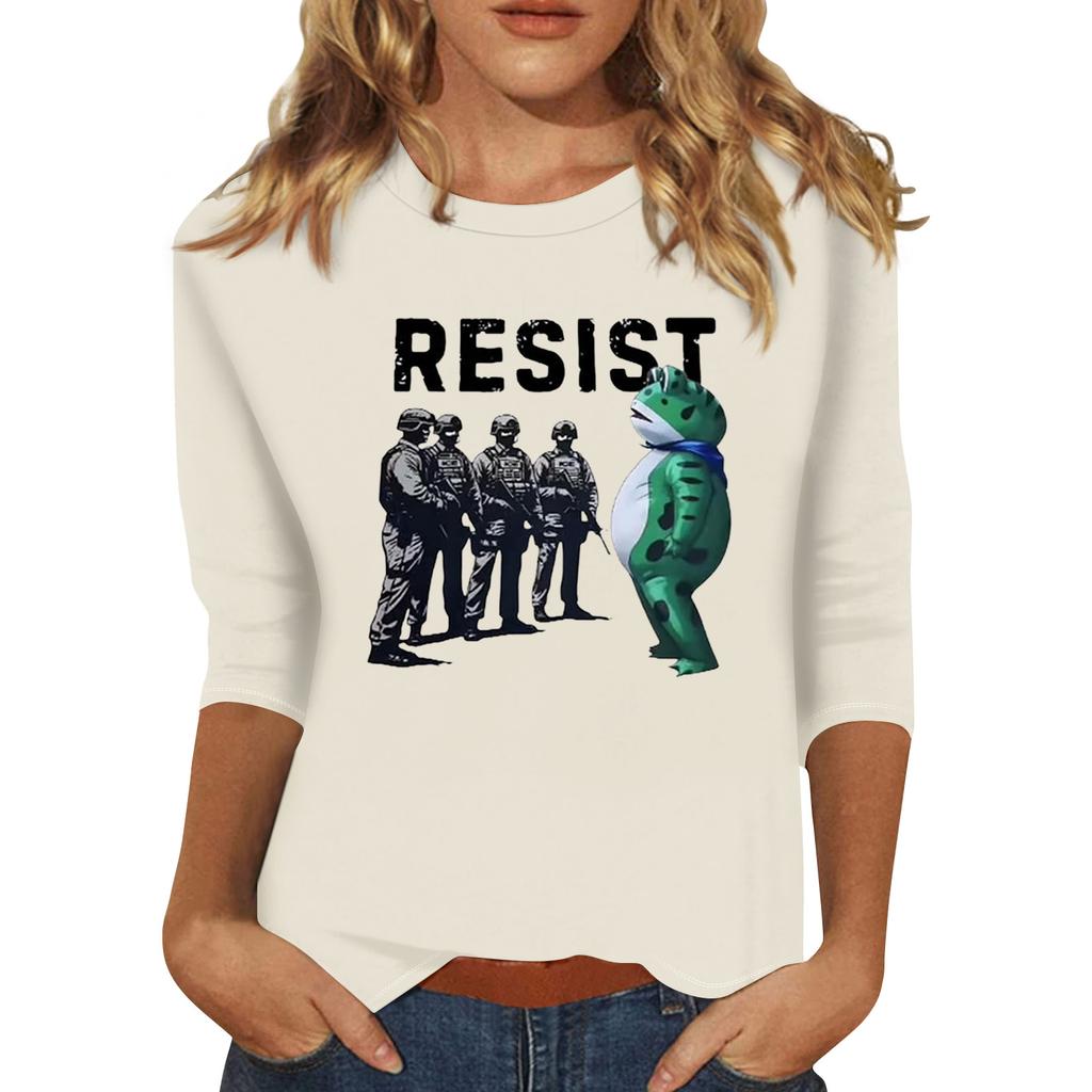 Women's Fashionable Casual Three-quarter Sleeve Round Neck Top