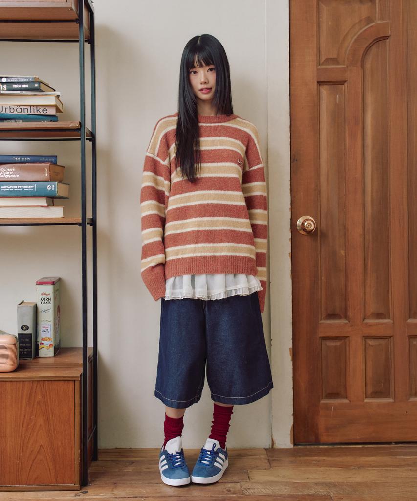 LMR Hairy Stripe Pullover Knit Red