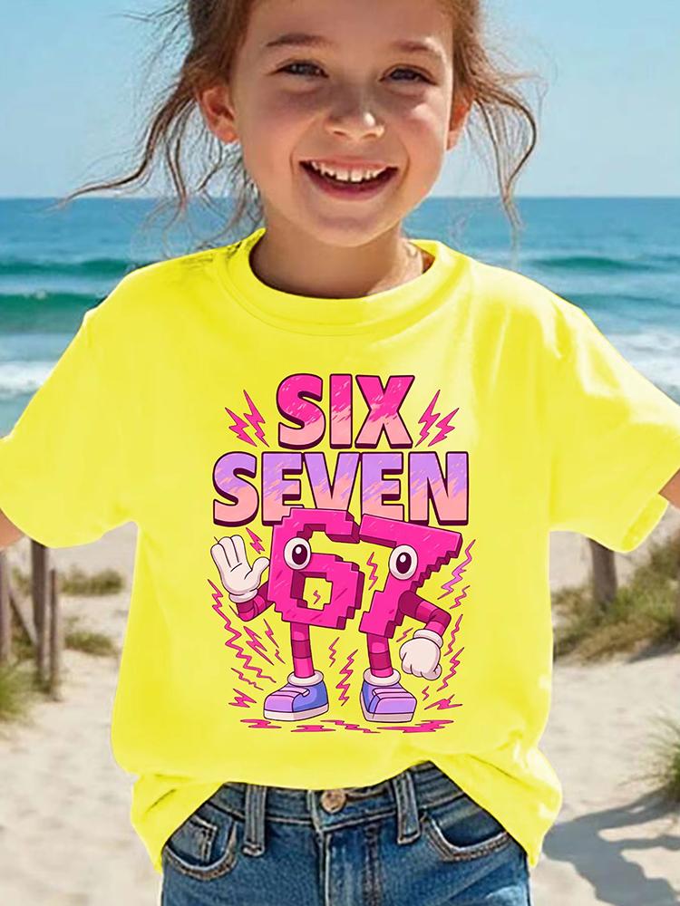 Kids 67 Themed Colorful Print TShirt Soft Cotton Fabric Breathable and Comfortable Ideal for Toddlers and Childrendf0233