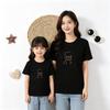 Mother-Daughter Matching Short Sleeve T-shirt - Cute Cartoon Bear Print, 100% Cotton, Round Neck, Loose Fit