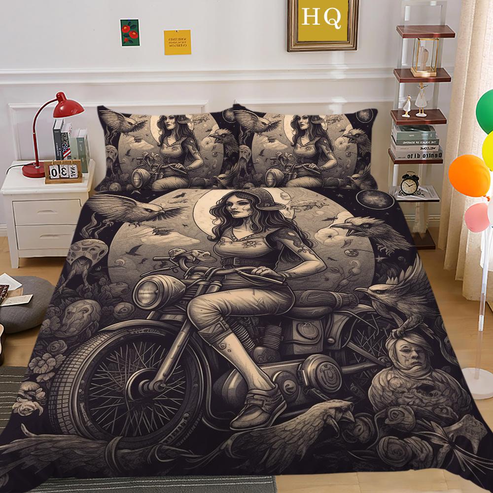 Beauty Skull Printed Comforter Cover Set Full Size Microfiber Home Textiles High Quality Luxury Bedspreads
