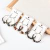 Retro Ethnic Bronze Hoop Earrings with Wood Beads and Tassels